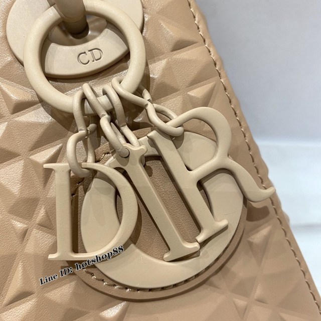 Dior專櫃2022新款lady女包 迪奧三格霧面系列裸粉鑽石菱格lady手袋 fkd1349